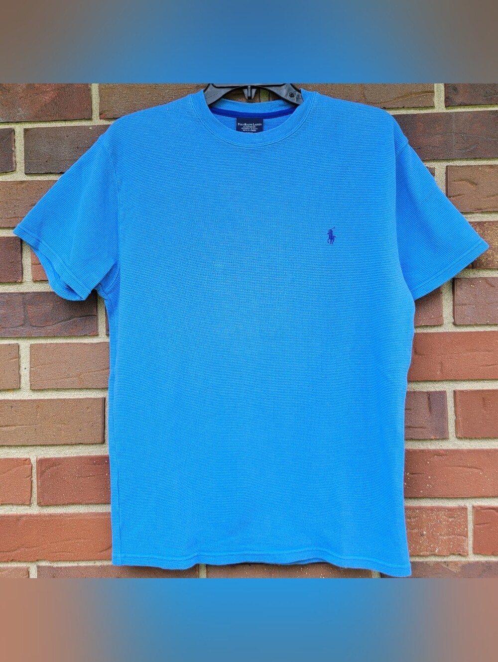 Ralph Lauren Thermal Short Sleeve Sleepwear Shirt Blue Mens Medium 100% Cotton